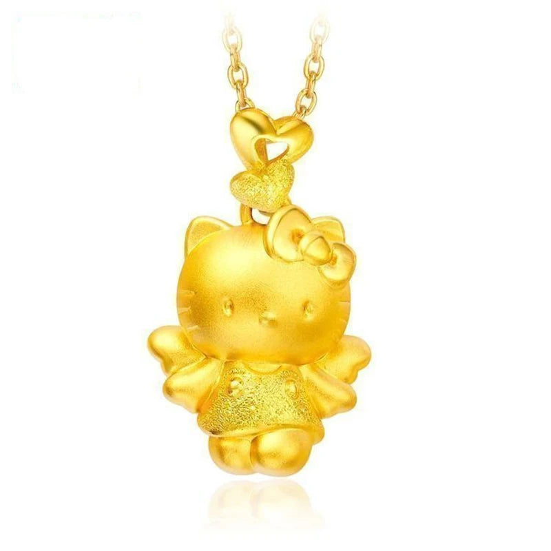 Delicate gold kitty pendant necklace on fine chain — Solara Gold