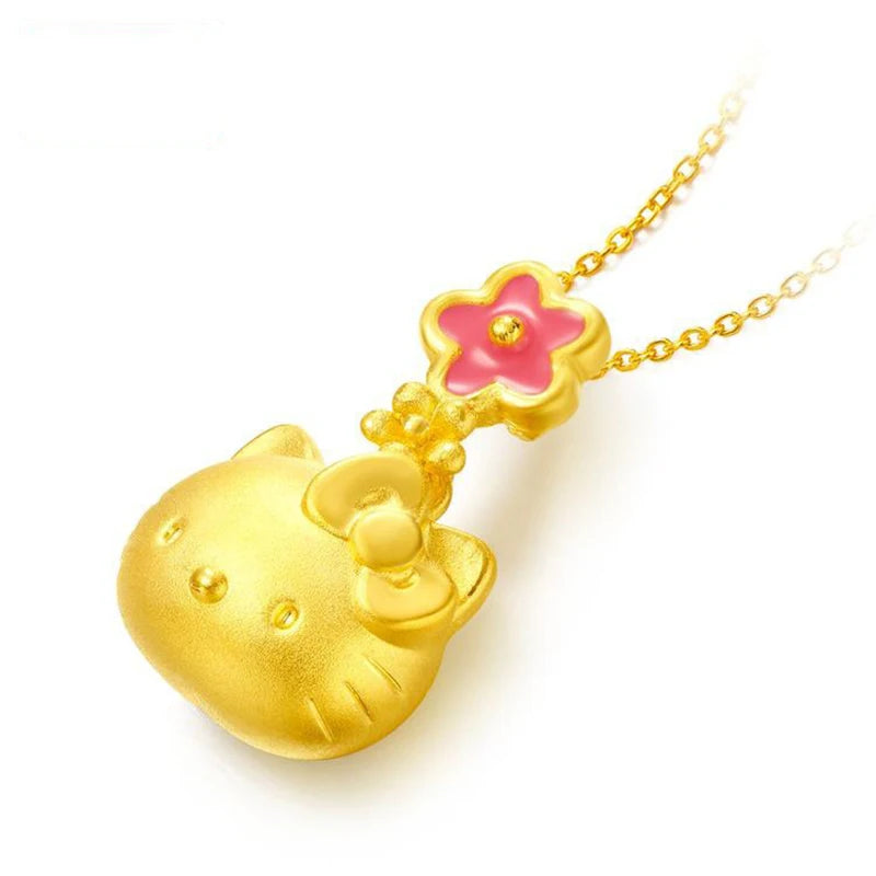 Delicate gold kitty pendant necklace on fine chain — Solara Gold
