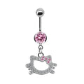 Gold kitty drop belly button ring navel piercing jewelry — Solara Gold