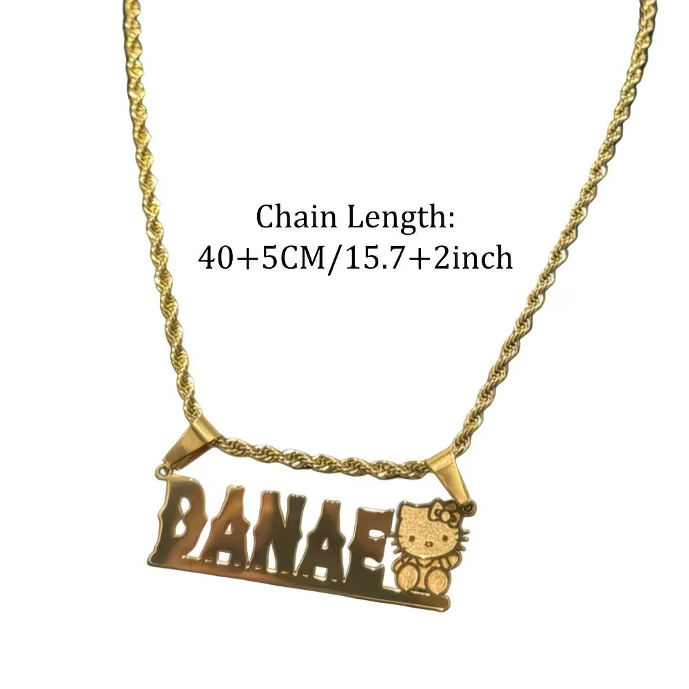 Personalized Hello Kitty name charm necklace in gold tone — Solara Gold