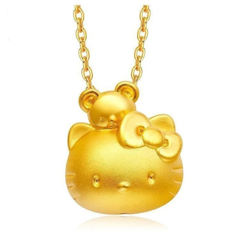 Delicate gold kitty pendant necklace on fine chain — Solara Gold