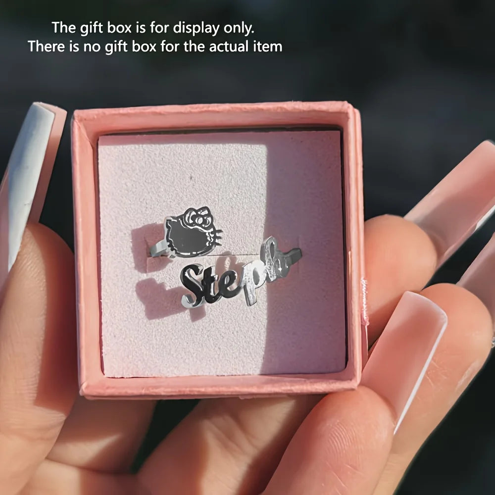 Personalized Hello Kitty bow name ring in gold tone, resizable — Solara Gold