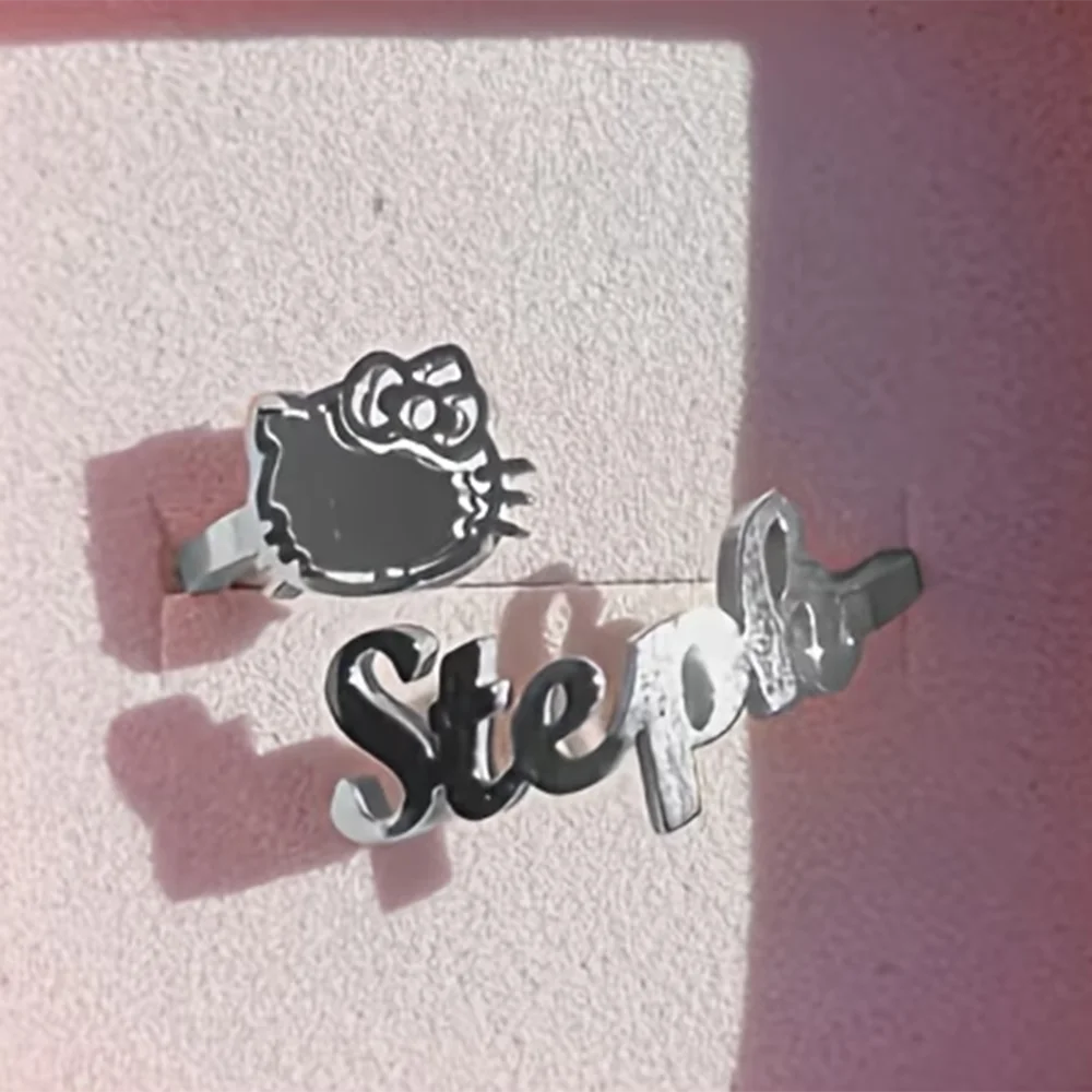 Personalized Hello Kitty bow name ring in gold tone, resizable — Solara Gold