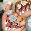 Iced heart statement ring with crystal stones in gold tone — Solara Gold