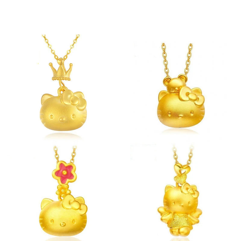 Delicate gold kitty pendant necklace on fine chain — Solara Gold