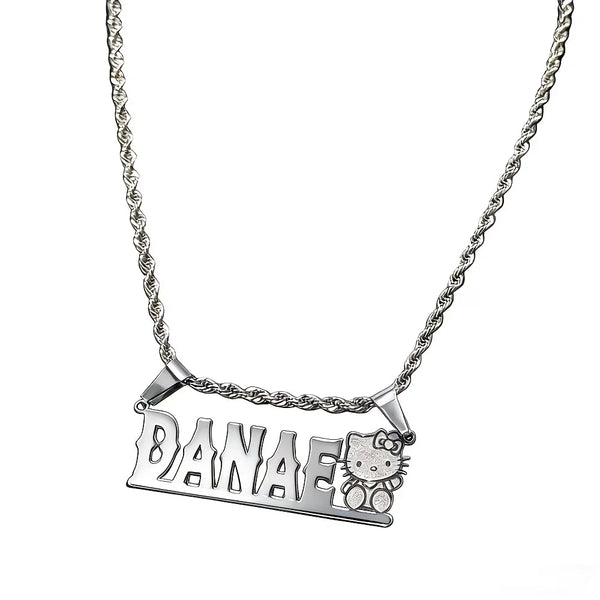Personalized Hello Kitty name charm necklace in gold tone — Solara Gold