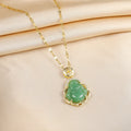 Lucky jade Buddha pendant necklace with gold chain — Solara Gold
